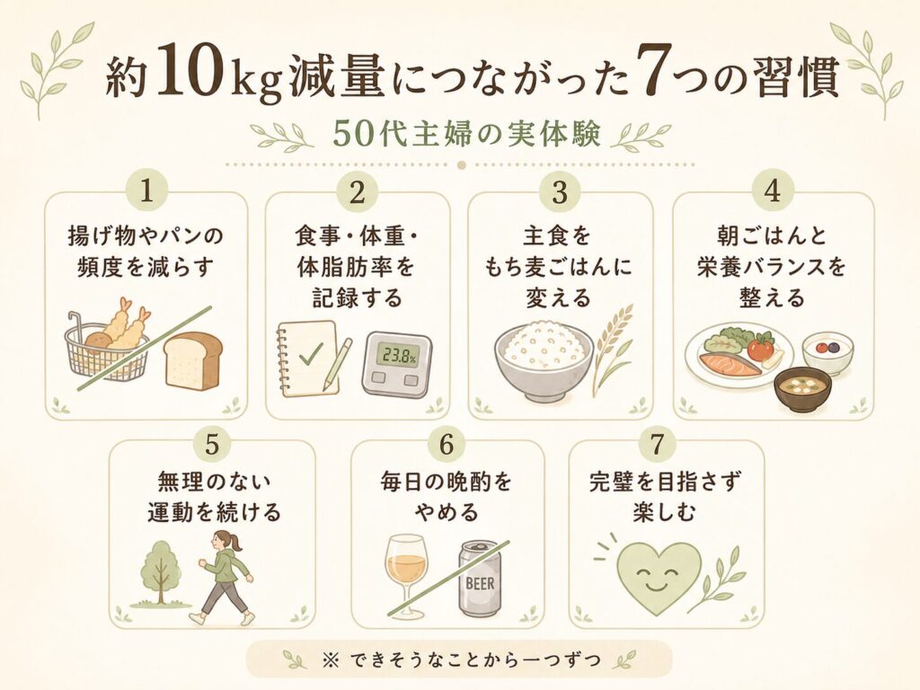 約10kg減量につながった7つの習慣の図解