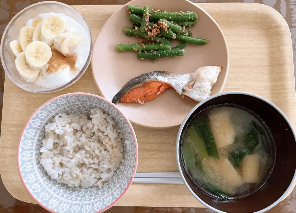 私の実際の朝ごはんの写真