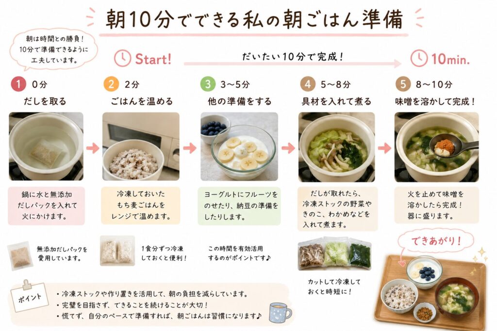 10分でできる私の朝ごはん準備の図解
