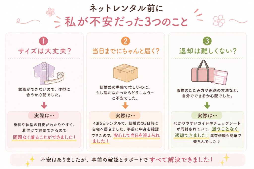ネットレンタルで私が不安だった３つのこと図解