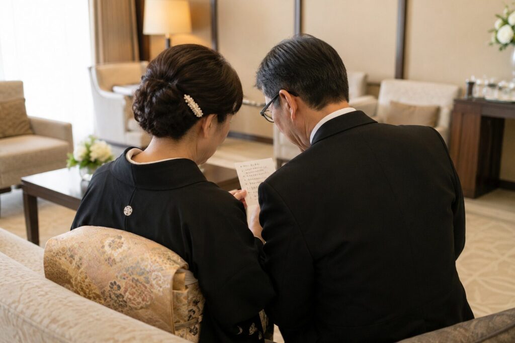 夫婦でメモを確認しているイメージ画像